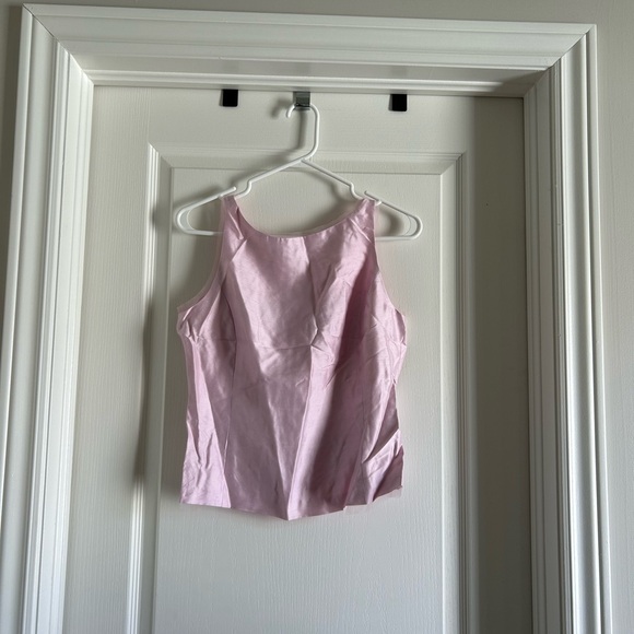 100% Silk Dana Buchman Pale Pink Boatneck Tank - Picture 3 of 8